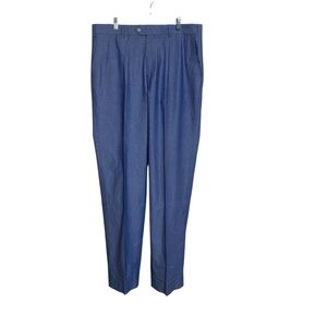 Southern Pines Mens Size 36W Blue Cotton Flat Front Preppy CasualTrousers Pants